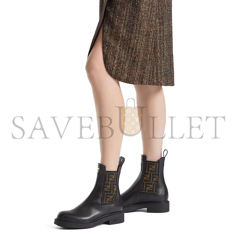F**di filo black leather and ff fabric biker boots 8t8576a379f1tog